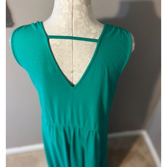 Soft Surroundings Maxi Dress Green 1X Cotton Modal Sleeveless Washable NEW - Picture 2 of 7